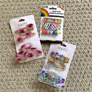 🆕 Boutique 9 pc floral colorful pride claw hair clip barrette accessories